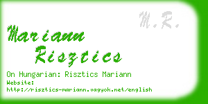 mariann risztics business card